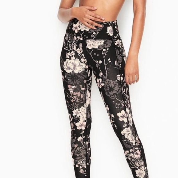 Victoria's Secret Pants - Victoria’s Secret Incredible Essential Leggings Black Pink Lily Floral